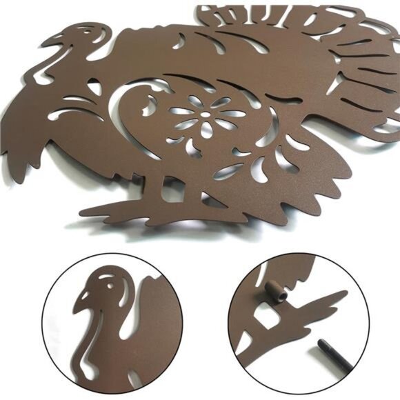 Metal Turkey Garden Stakes Set of 2 Outdoor Thanksgiving Yard Decor Rusty - Picture 5 of 7